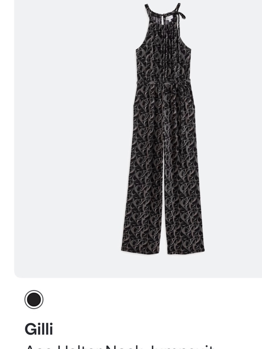Gilli Black Abstract Halter Jumpsuit